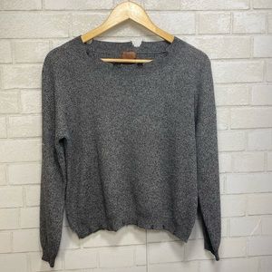 POL Gray Distressed Crop Sweater Sz S